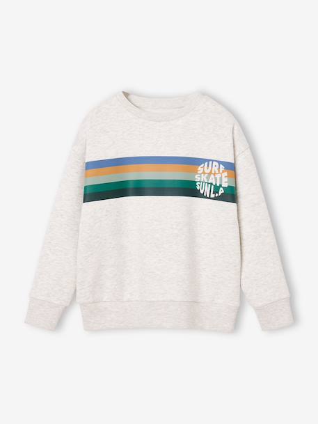 Crew neck sweatshirt for boys marl white+mauve 