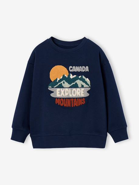 Crewneck sweatshirt for boys navy blue+tomato red 