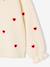 Long-sleeved round-neck jumper for girls ecru+navy blue+rose 