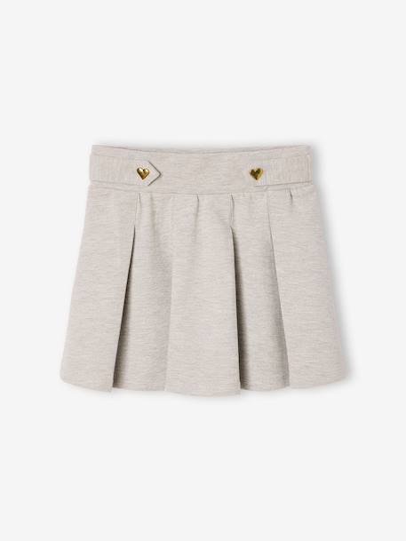 Pleated Piqué Knit Skirt for Girls marl grey+navy blue 