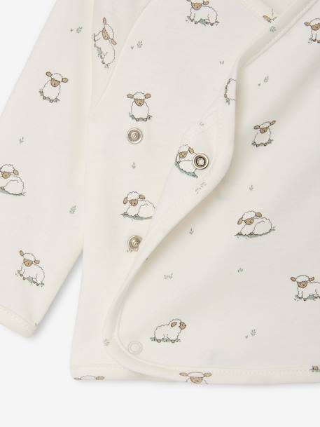 Newborn long-sleeved baby vest cappuccino+ecru+sage green 