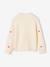 Long-sleeved round-neck jumper for girls ecru+navy blue+rose 