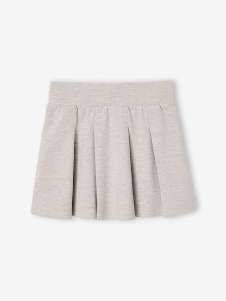 Pleated Piqué Knit Skirt for Girls marl grey+navy blue 