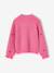 Long-sleeved round-neck jumper for girls ecru+navy blue+rose 