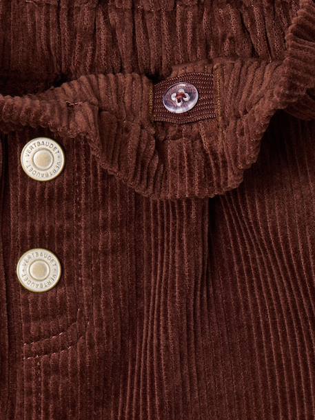 Paperbag-Style Corduroy Shorts for Girls camel+chocolate+cinnamon+grey+mauve+peacock blue 