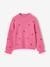 Long-sleeved round-neck jumper for girls ecru+navy blue+rose 