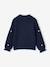 Long-sleeved round-neck jumper for girls ecru+navy blue+rose 