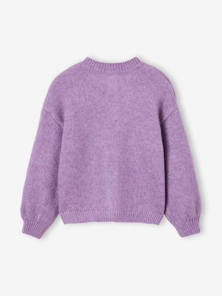 Long-sleeved knitted cardigan for girls ecru+lavender+sage green 
