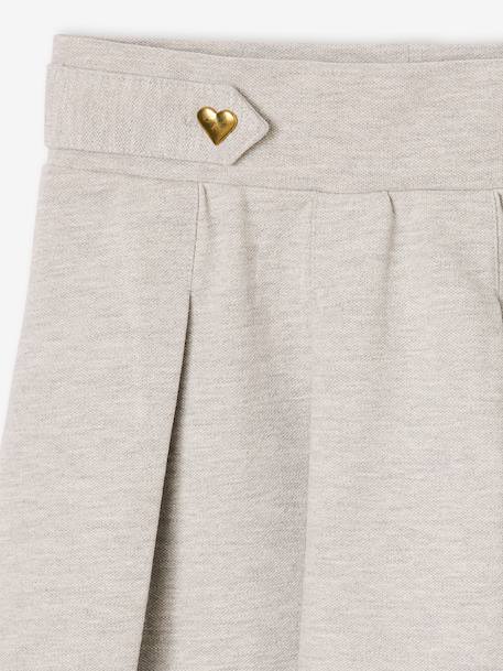 Pleated Piqué Knit Skirt for Girls marl grey+navy blue 