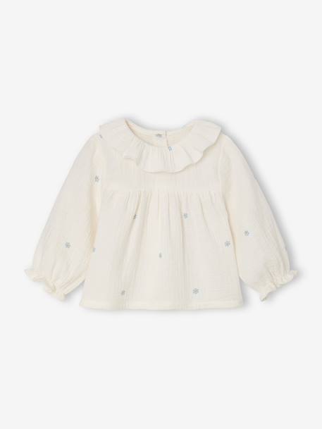 Long-sleeved blouse for baby ecru 