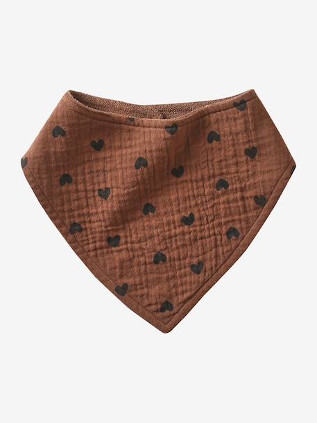 3 Bandana-Style Bibs in Cotton Gauze Brown+ecru+grey blue+Light Green+pale pink+printed beige+sage green+set beige+twine+White/Print 