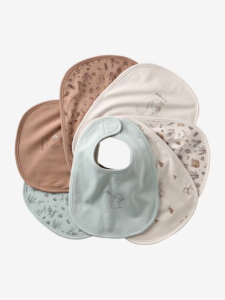 Vertbaudet Pack of 7 Newborn Bibs aqua green+Light Green/Print+pale pink+printed beige+twine+White 