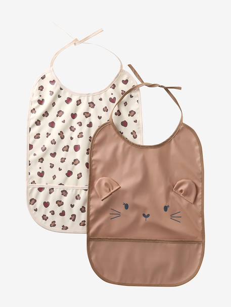 Pack of 2 round XL bibs hazel+mustard 