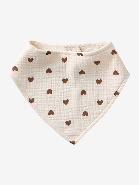 3 Bandana-Style Bibs in Cotton Gauze Brown+ecru+grey blue+Light Green+pale pink+printed beige+sage green+set beige+twine+White/Print 