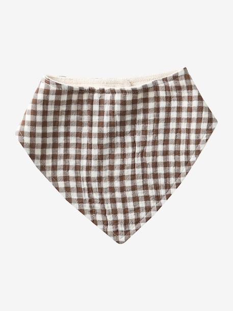 3 Bandana-Style Bibs in Cotton Gauze Brown+ecru+grey blue+Light Green+pale pink+printed beige+sage green+set beige+twine+White/Print 