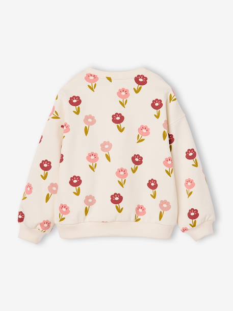 Round-neck sweatshirt for girls ecru+ivory+pale pink+taupe 