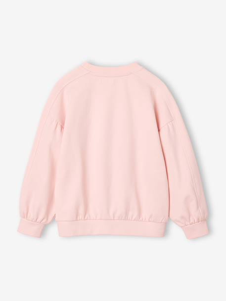 Sweatshirt with round neck for girls mauve+pale pink 