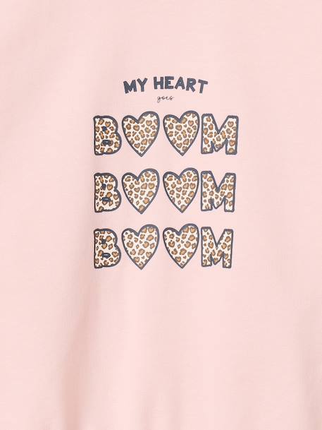 Sweatshirt with round neck for girls mauve+pale pink 