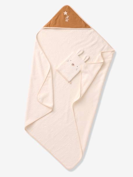 Customisable bath cape and mitt in cotton hazel 