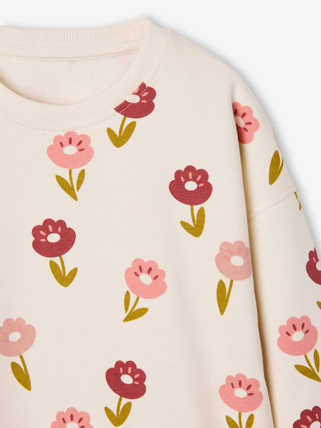 Round-neck sweatshirt for girls ecru+ivory+pale pink+taupe 