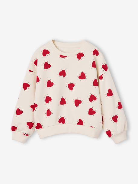 Round-neck sweatshirt for girls ecru+ivory+pale pink+taupe 