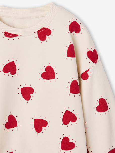 Round-neck sweatshirt for girls ecru+ivory+pale pink+taupe 