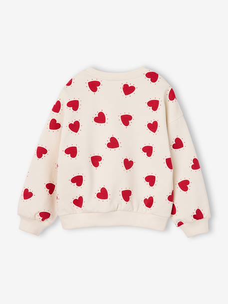 Round-neck sweatshirt for girls ecru+ivory+pale pink+taupe 