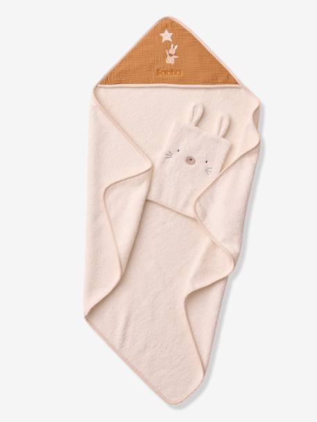 Customisable bath cape and mitt in cotton hazel 