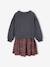 Dual Fabric Dress for Girls anthracite+ecru+mauve+sage green 