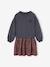 Dual Fabric Dress for Girls anthracite+ecru+mauve+sage green 