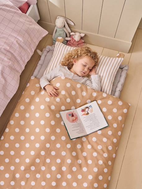 Cotton sleeping bag with polka dots caramel 