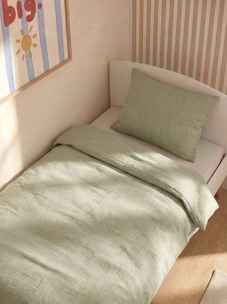 Plain duvet cover set and pillowcase old rose+sage green 