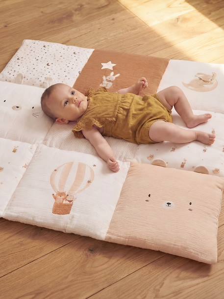 Patchwork cotton floor mattress beige 