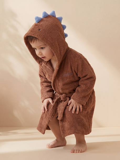 Dinosaur Bathrobe for Babies Blue+camel 
