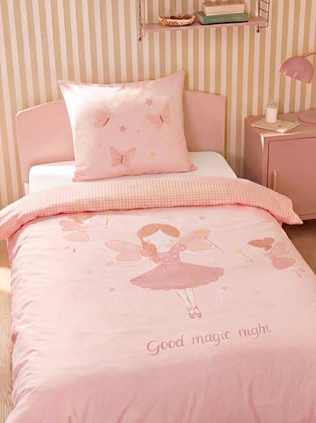 Duvet cover and pillowcase bedding set pale pink 