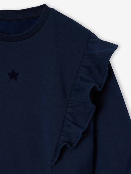 Long-sleeved dress for girls ecru+navy blue 