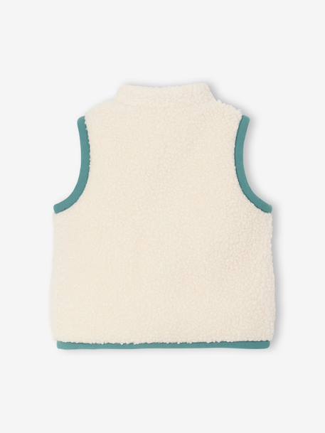 Sherpa sleeveless cardigan for babies ecru+taupe 