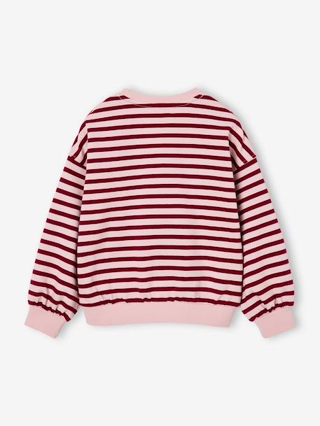Long-sleeved sweatshirt for girls ecru+red 