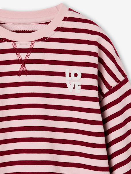 Long-sleeved sweatshirt for girls ecru+red 