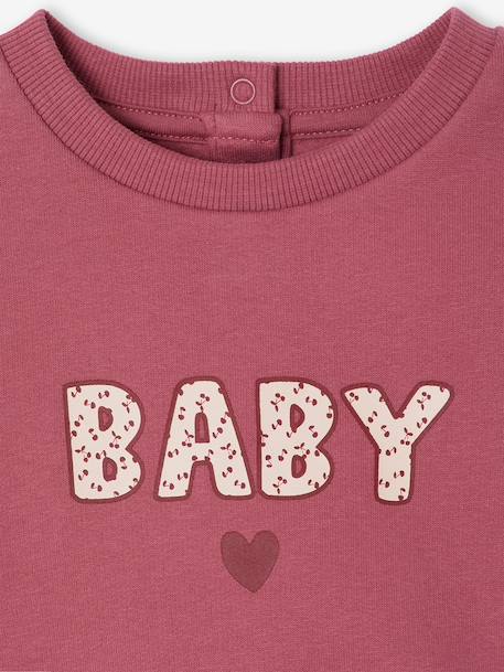 Baby sweatshirt with printed message raspberry pink+vanilla 