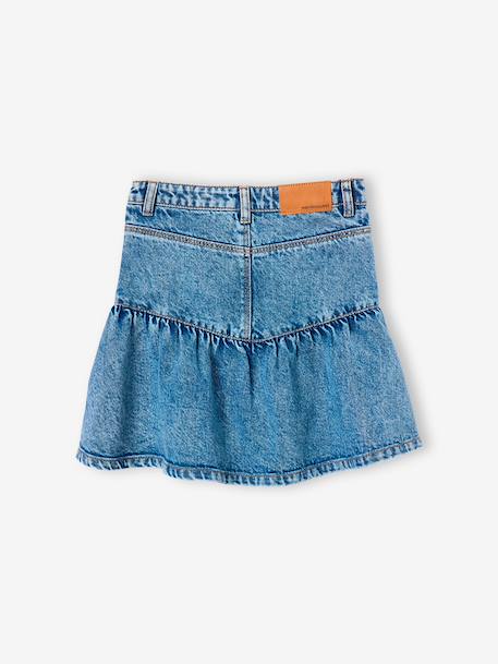 Frilled denim skirt for girls denim blue 