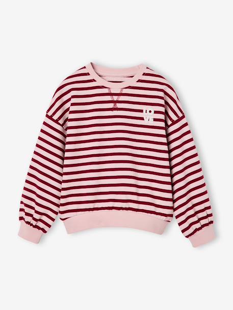 Long-sleeved sweatshirt for girls ecru+red 