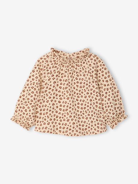 Long-sleeved T-shirt for baby girls sage green+vanilla 