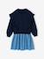 Long-sleeved dress for girls ecru+navy blue 