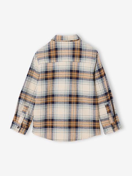 Chequered Flannel Shirt for Boys camel+chequered green+chequered navy blue+English green+night blue+slate blue 