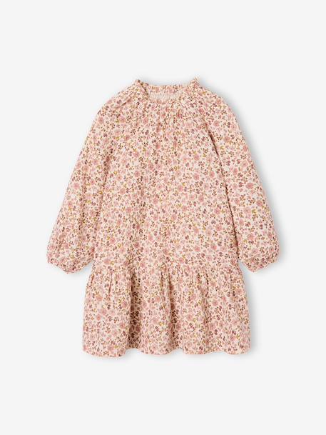 Short dress for girls ecru+khaki 