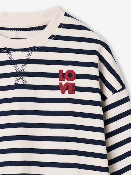 Long-sleeved sweatshirt for girls ecru+red 