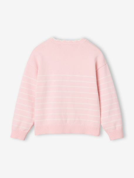 Long-sleeved jumper for girls navy blue+raspberry pink+rose 
