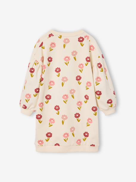 Short sweatshirt dress for girls ecru+olive 