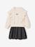 Long-sleeved dress for girls ecru+navy blue 
